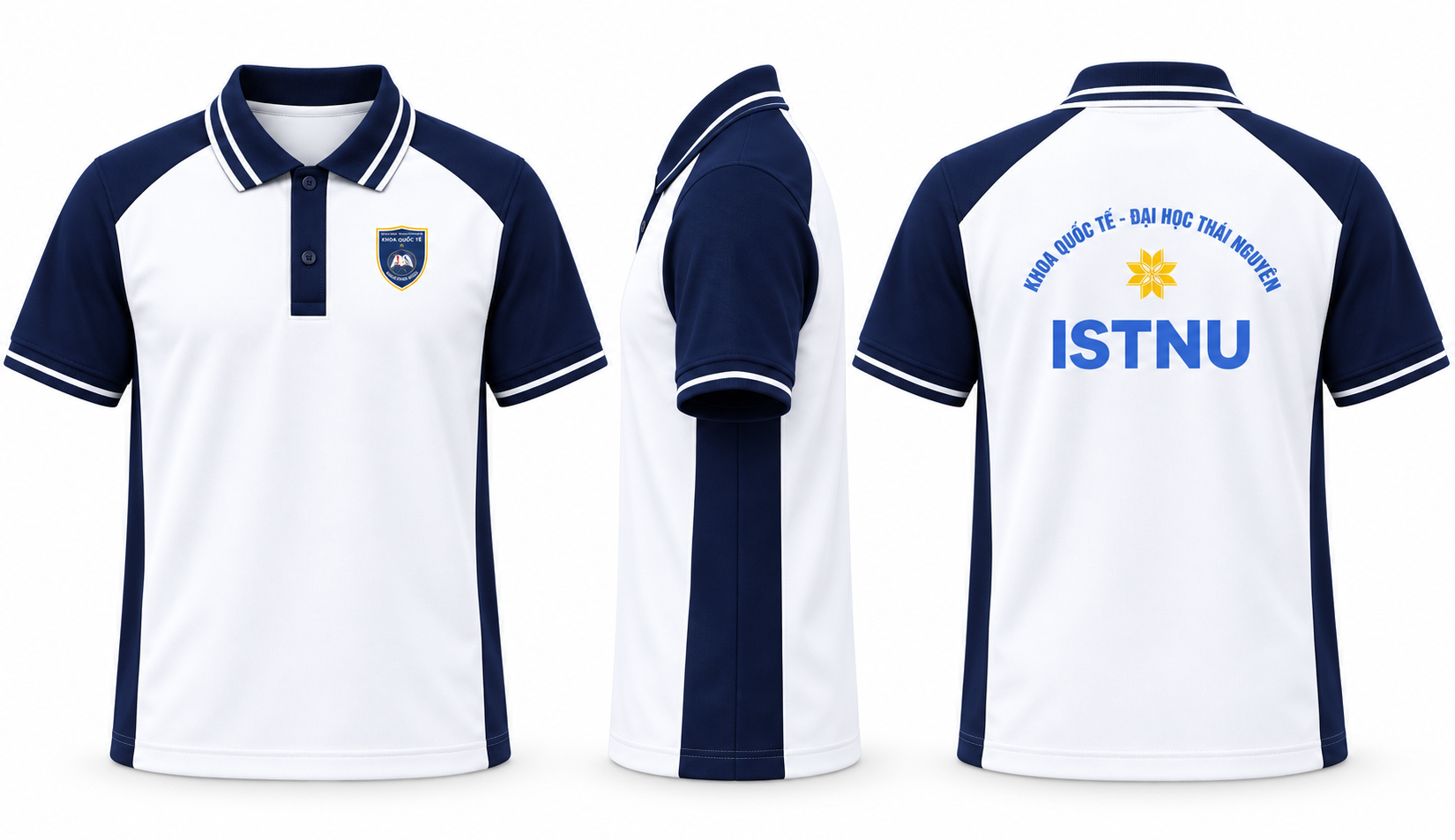 Áo polo trắng phối navy — hình sản phẩm